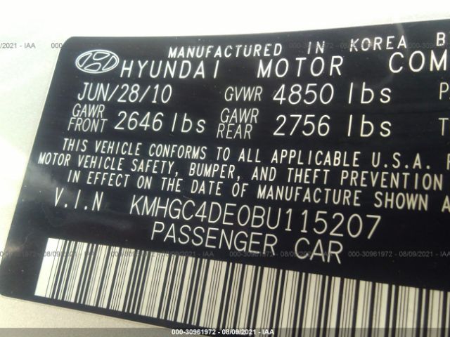 Photo 8 VIN: KMHGC4DE0BU115207 - HYUNDAI GENESIS 