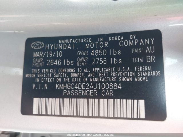 Photo 8 VIN: KMHGC4DE2AU100884 - HYUNDAI GENESIS 