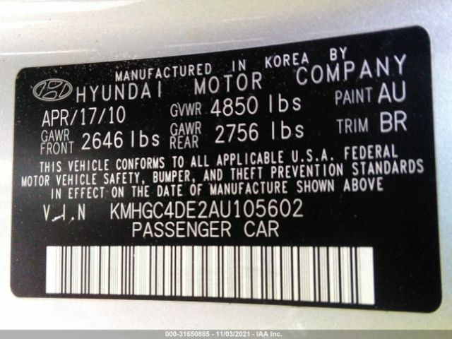 Photo 8 VIN: KMHGC4DE2AU105602 - HYUNDAI GENESIS 