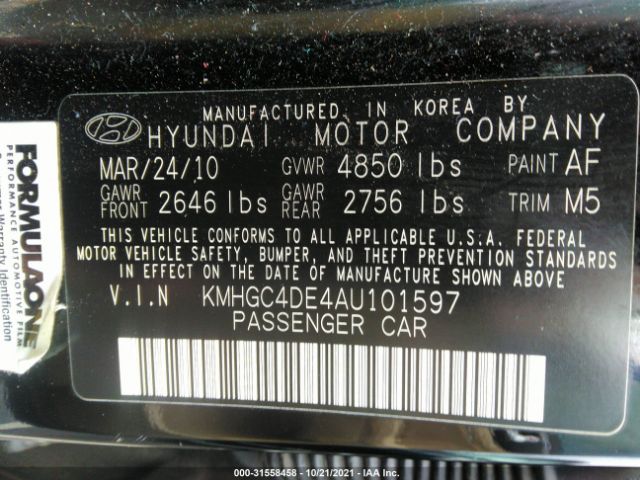 Photo 8 VIN: KMHGC4DE4AU101597 - HYUNDAI GENESIS 