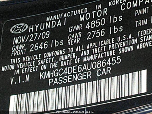 Photo 8 VIN: KMHGC4DE6AU086455 - HYUNDAI GENESIS 