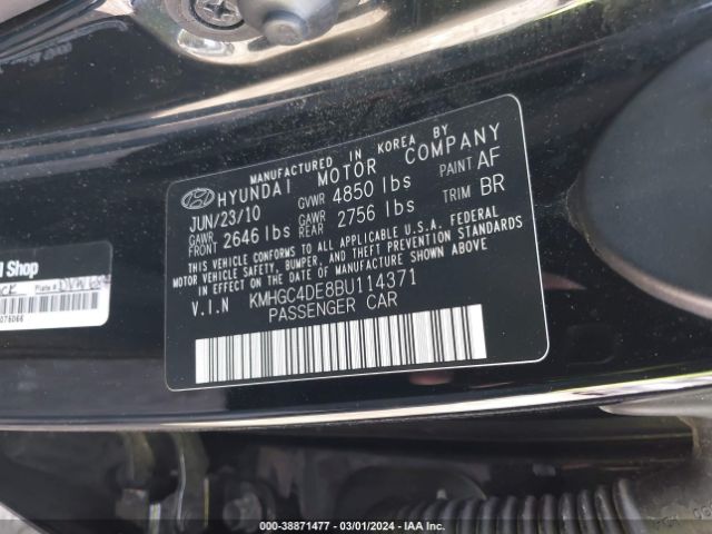 Photo 8 VIN: KMHGC4DE8BU114371 - HYUNDAI GENESIS 