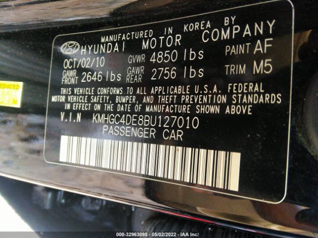 Photo 8 VIN: KMHGC4DE8BU127010 - HYUNDAI GENESIS 