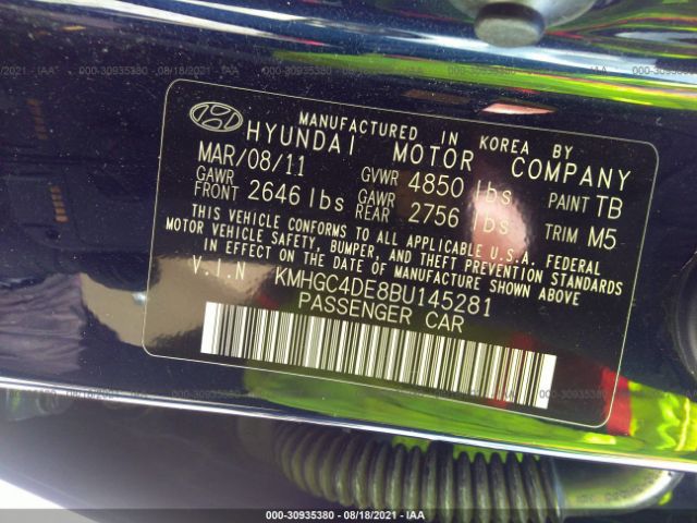 Photo 8 VIN: KMHGC4DE8BU145281 - HYUNDAI GENESIS 