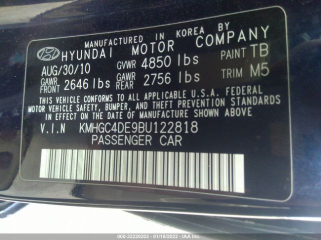 Photo 8 VIN: KMHGC4DE9BU122818 - HYUNDAI GENESIS 