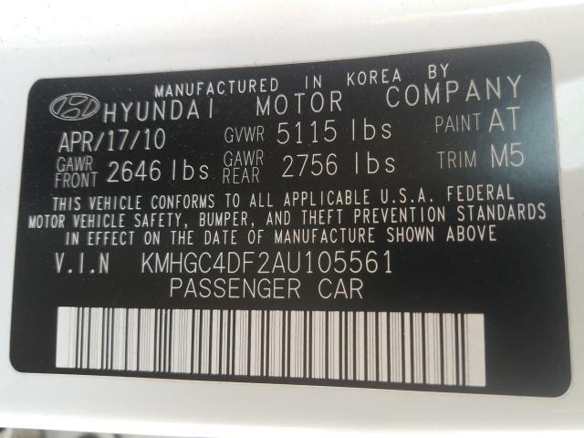 Photo 9 VIN: KMHGC4DF2AU105561 - HYUNDAI GENESIS 