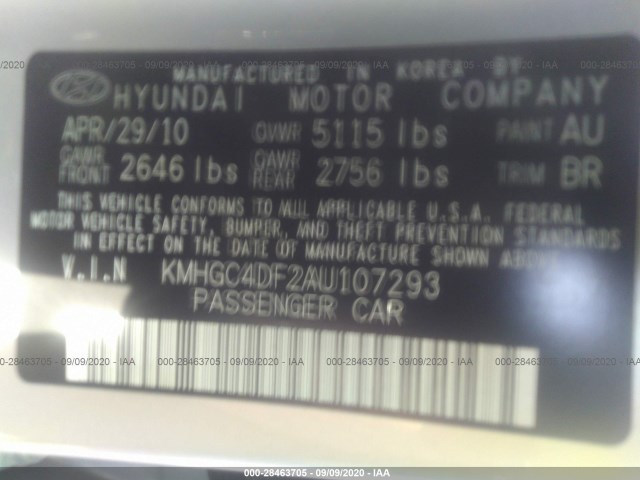 Photo 8 VIN: KMHGC4DF2AU107293 - HYUNDAI GENESIS 