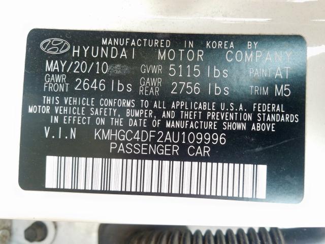 Photo 9 VIN: KMHGC4DF2AU109996 - HYUNDAI GENESIS 4. 