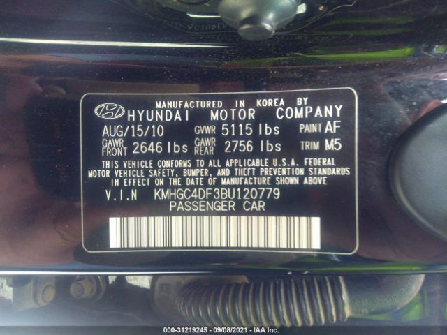 Photo 8 VIN: KMHGC4DF3BU120779 - HYUNDAI GENESIS 