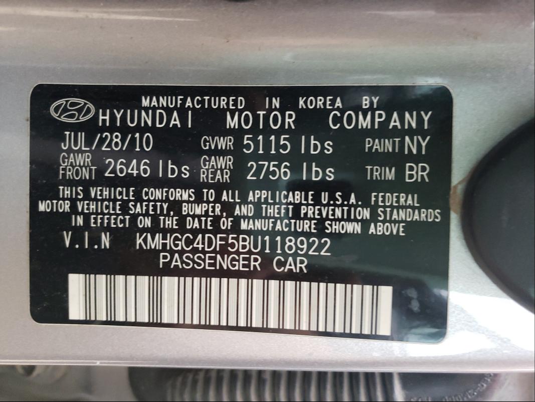 Photo 9 VIN: KMHGC4DF5BU118922 - HYUNDAI GENESIS 4. 