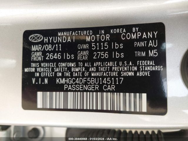 Photo 8 VIN: KMHGC4DF5BU145117 - HYUNDAI GENESIS 