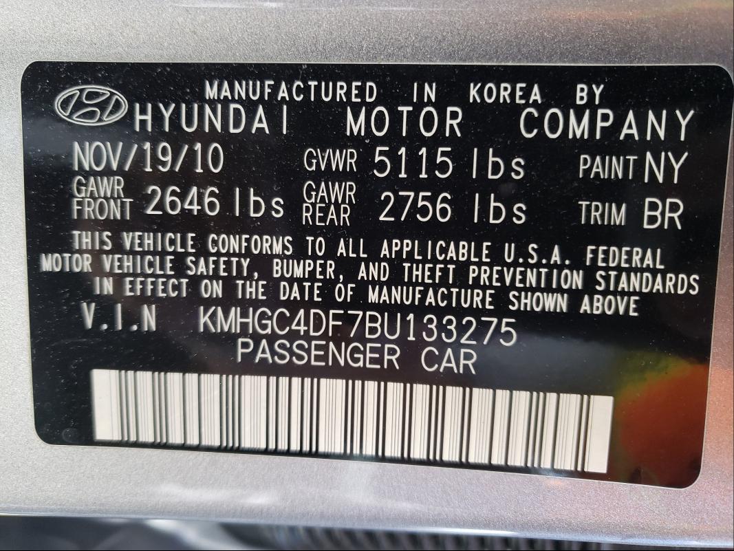 Photo 9 VIN: KMHGC4DF7BU133275 - HYUNDAI GENESIS 4. 