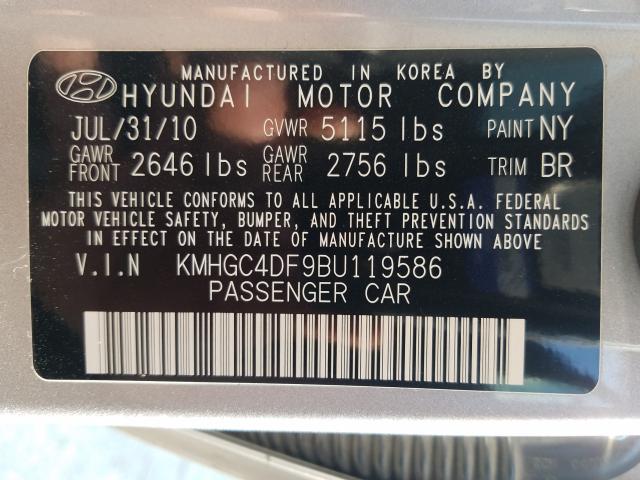 Photo 9 VIN: KMHGC4DF9BU119586 - HYUNDAI GENESIS 4. 