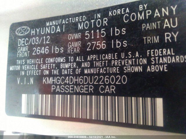 Photo 8 VIN: KMHGC4DH6DU226020 - HYUNDAI GENESIS 