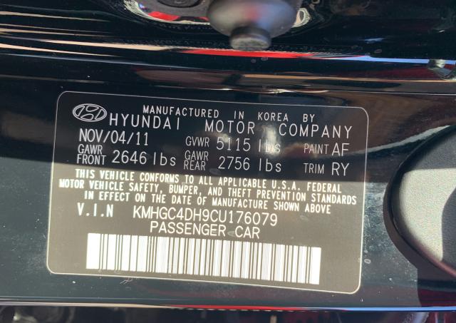 Photo 9 VIN: KMHGC4DH9CU176079 - HYUNDAI GENESIS 