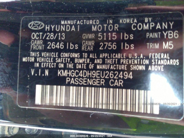 Photo 8 VIN: KMHGC4DH9EU262494 - HYUNDAI GENESIS 