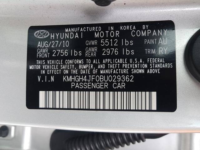 Photo 9 VIN: KMHGH4JF0BU029362 - HYUNDAI EQUUS SIGN 