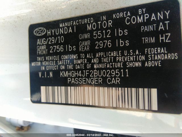 Photo 8 VIN: KMHGH4JF2BU029511 - HYUNDAI EQUUS 