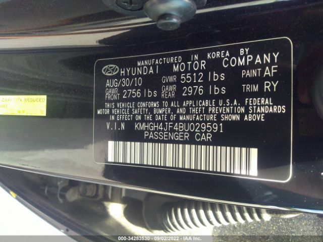 Photo 8 VIN: KMHGH4JF4BU029591 - HYUNDAI EQUUS 