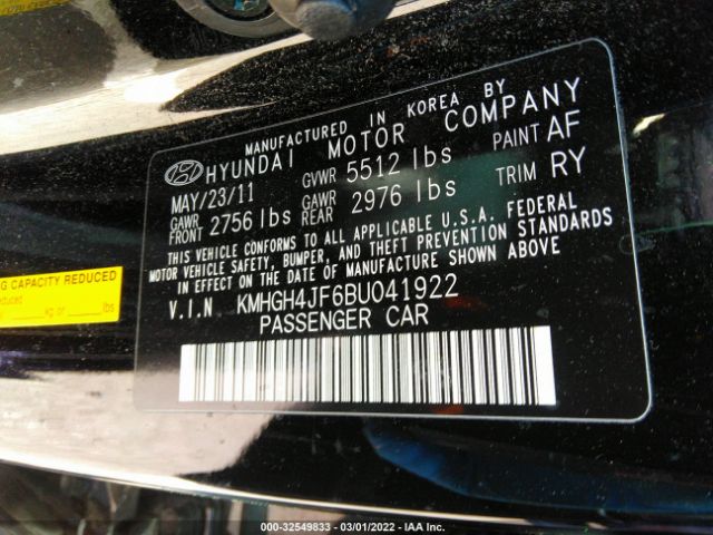 Photo 8 VIN: KMHGH4JF6BU041922 - HYUNDAI EQUUS 