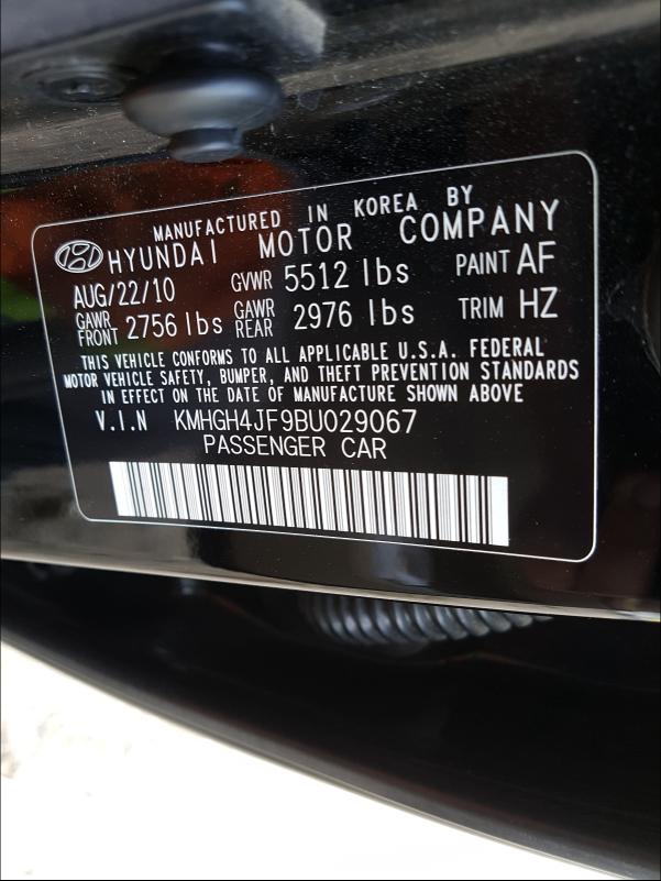 Photo 9 VIN: KMHGH4JF9BU029067 - HYUNDAI EQUUS SIGN 