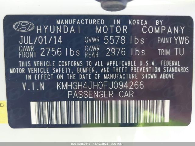 Photo 8 VIN: KMHGH4JH0FU094266 - HYUNDAI EQUUS 