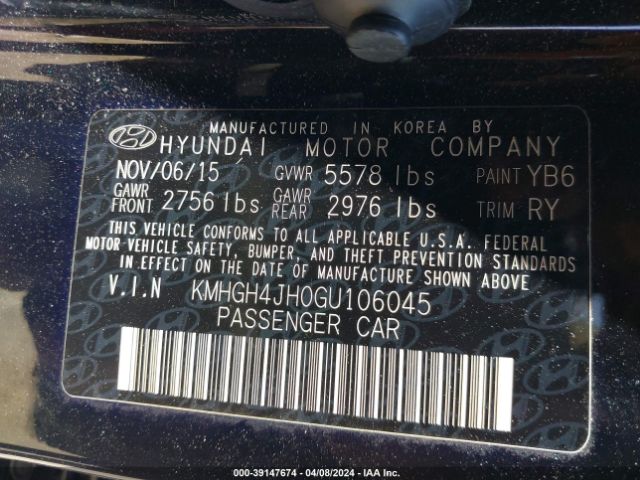 Photo 8 VIN: KMHGH4JH0GU106045 - HYUNDAI EQUUS 