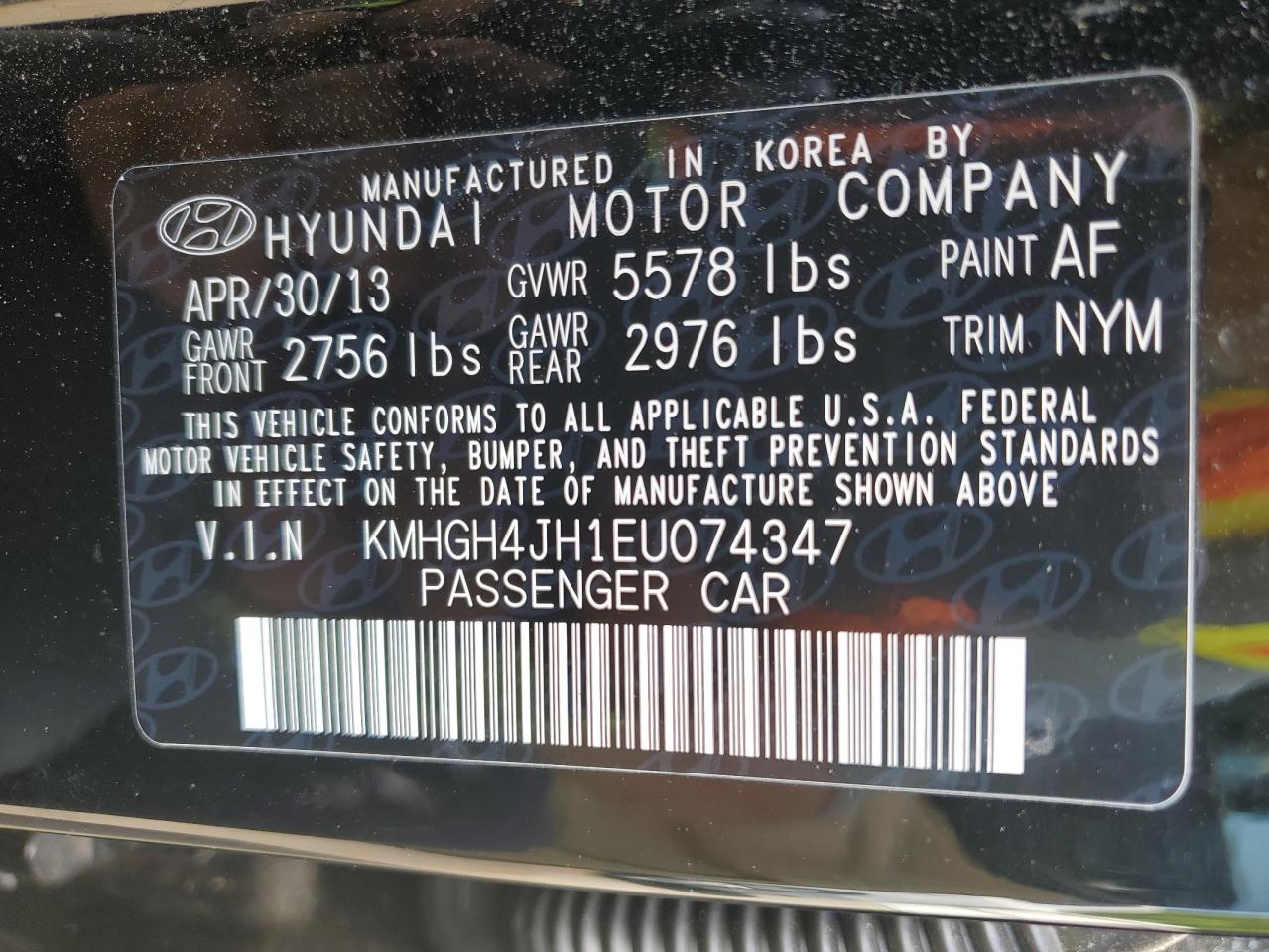 Photo 12 VIN: KMHGH4JH1EU074347 - HYUNDAI EQUUS 