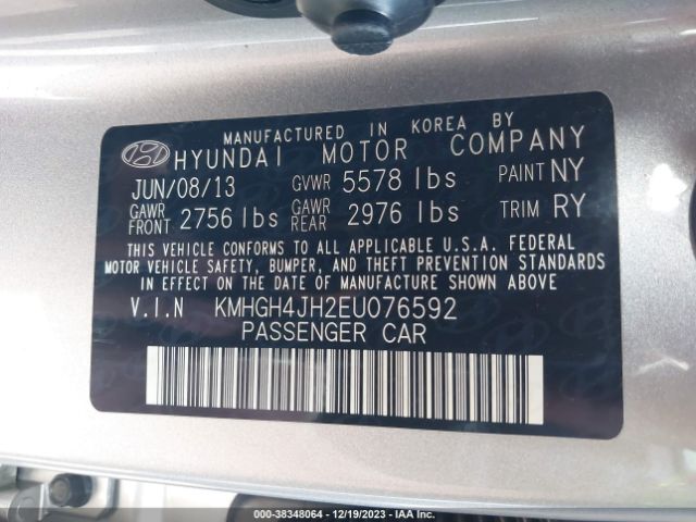 Photo 8 VIN: KMHGH4JH2EU076592 - HYUNDAI EQUUS 