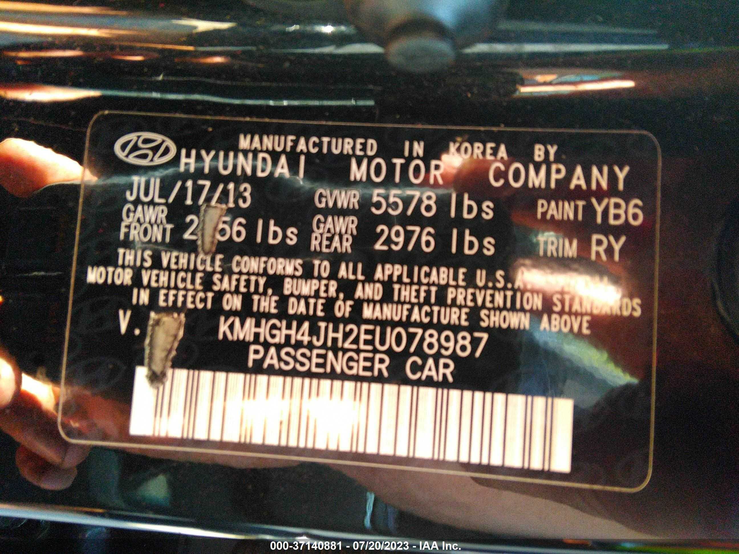 Photo 8 VIN: KMHGH4JH2EU078987 - HYUNDAI EQUUS 