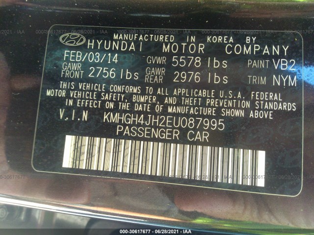 Photo 8 VIN: KMHGH4JH2EU087995 - HYUNDAI EQUUS 