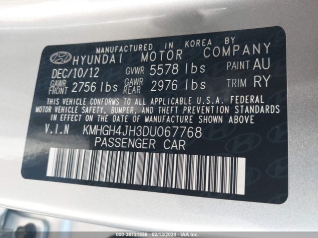 Photo 8 VIN: KMHGH4JH3DU067768 - HYUNDAI EQUUS 