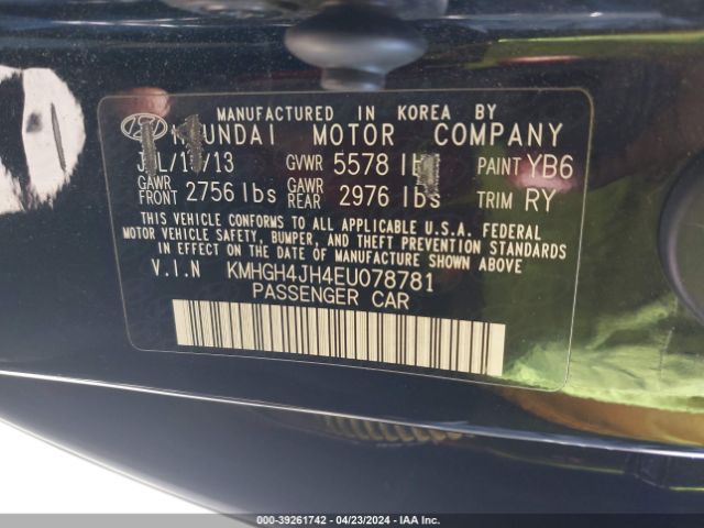 Photo 8 VIN: KMHGH4JH4EU078781 - HYUNDAI EQUUS 