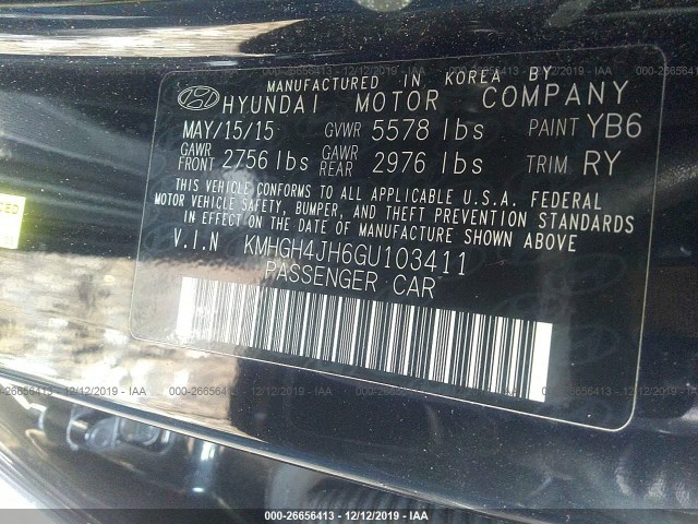 Photo 8 VIN: KMHGH4JH6GU103411 - HYUNDAI EQUUS 