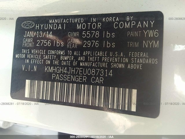 Photo 8 VIN: KMHGH4JH7EU087314 - HYUNDAI EQUUS 