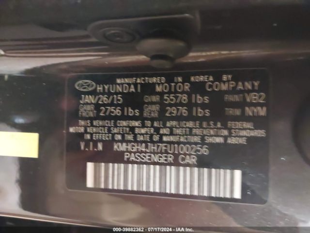 Photo 8 VIN: KMHGH4JH7FU100256 - HYUNDAI EQUUS 