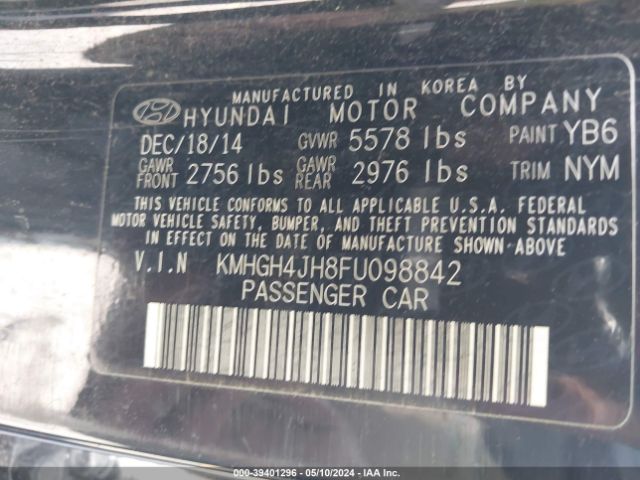 Photo 8 VIN: KMHGH4JH8FU098842 - HYUNDAI EQUUS 