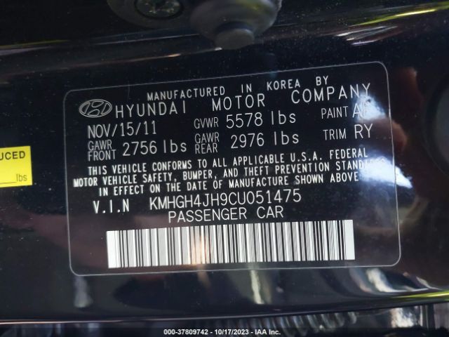 Photo 8 VIN: KMHGH4JH9CU051475 - HYUNDAI EQUUS 