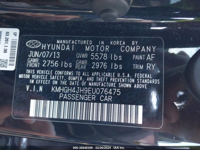 Photo 8 VIN: KMHGH4JH9EU076475 - HYUNDAI EQUUS 