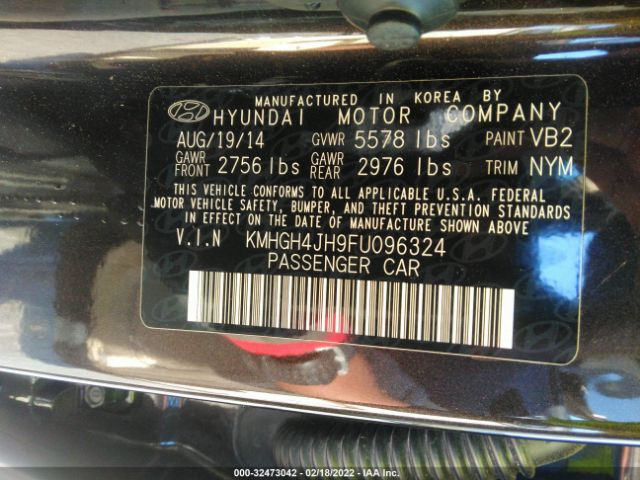 Photo 8 VIN: KMHGH4JH9FU096324 - HYUNDAI EQUUS 