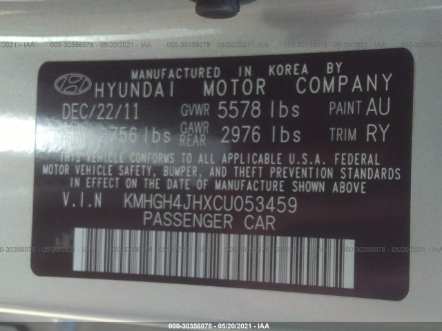 Photo 8 VIN: KMHGH4JHXCU053459 - HYUNDAI EQUUS 