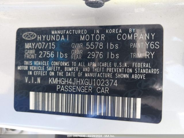 Photo 8 VIN: KMHGH4JHXGU102374 - HYUNDAI EQUUS 