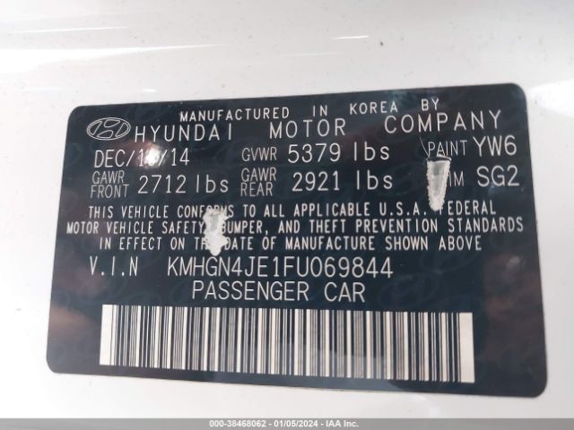 Photo 8 VIN: KMHGN4JE1FU069844 - HYUNDAI GENESIS 