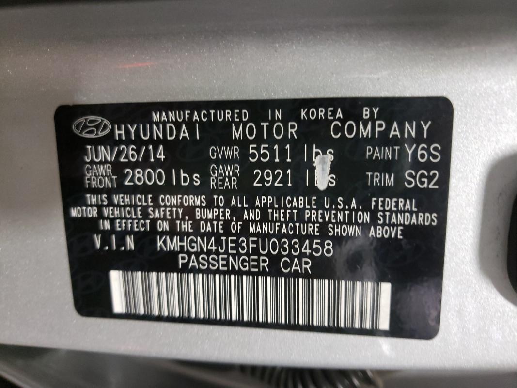 Photo 9 VIN: KMHGN4JE3FU033458 - HYUNDAI GENESIS 3. 