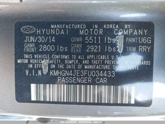 Photo 8 VIN: KMHGN4JE3FU034433 - HYUNDAI GENESIS 