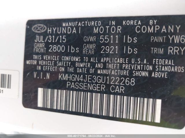 Photo 8 VIN: KMHGN4JE3GU122268 - HYUNDAI GENESIS 