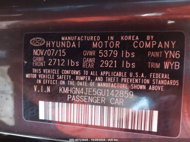 Photo 8 VIN: KMHGN4JE5GU142859 - HYUNDAI GENESIS 