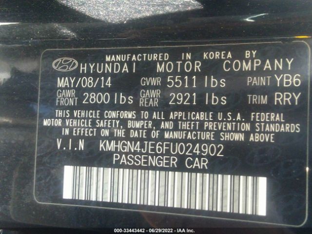 Photo 8 VIN: KMHGN4JE6FU024902 - HYUNDAI GENESIS 