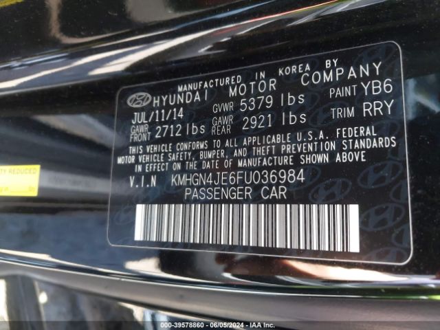 Photo 8 VIN: KMHGN4JE6FU036984 - HYUNDAI GENESIS 