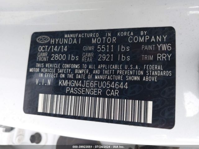 Photo 8 VIN: KMHGN4JE6FU054644 - HYUNDAI GENESIS 